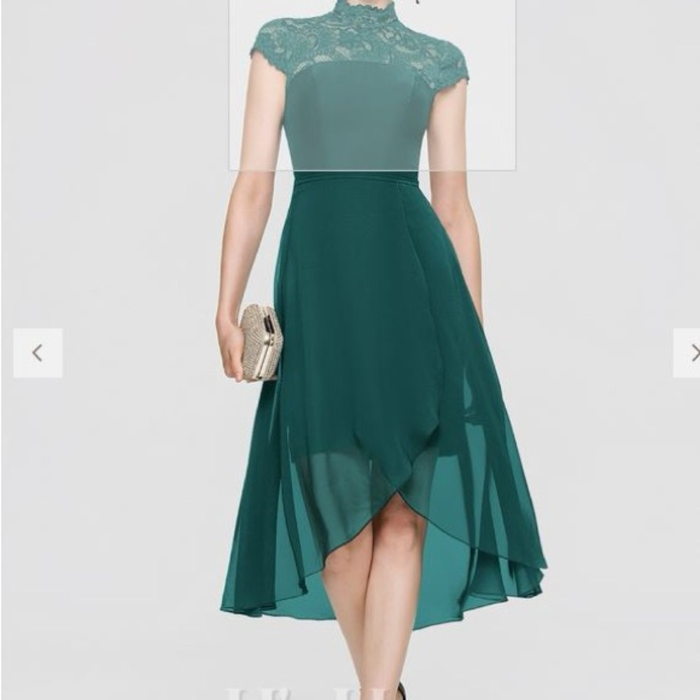 JJs House A Line Neck Asymmetrical Chiffon dress